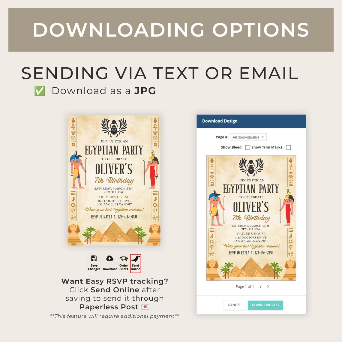 Ancient Egypt Birthday Invitation, EDITABLE Egyptian Costume Party ...