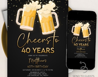 Bier-Geburtstagseinladung, bearbeitbares Bierüberraschungs-Geburtstag einladen, Geburtstag für Erwachsene 30.40.50.jedes Alter, druckbarer digitaler Download, AP010