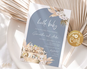 EDITABLE Boho Noah's Ark Baby Shower Invitation, Boat Animals Baby Sprinkle Template, Customizable Noah's Ark Invite, Instant Download BS153