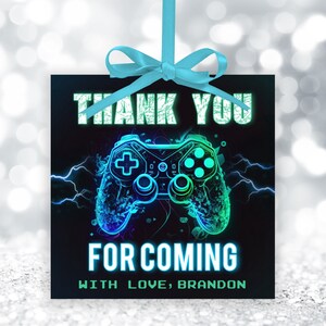 Gaming Thank You Gift Tag, EDITABLE Video Game Birthday Label, Kid ...
