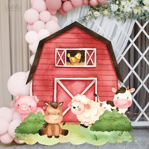 Schuurdieren groot decor knipsel, boerderijdieren verjaardag, ranch dieren feest, boerenerf verjaardag rekwisieten, instant download, afdrukbaar bestand, KP082