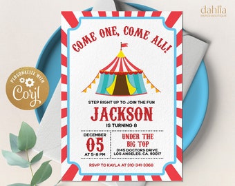 Carnival Birthday Invitation, EDITABLE Circus Party Invite Template, Boy Tween Celebration, Fun Rides, Kids Birthday, Instant Download KP120