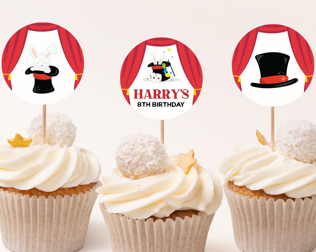Magic Show Birthday Cupcake Toppers, EDITABLE SET OF 6 Science Cupcake ...