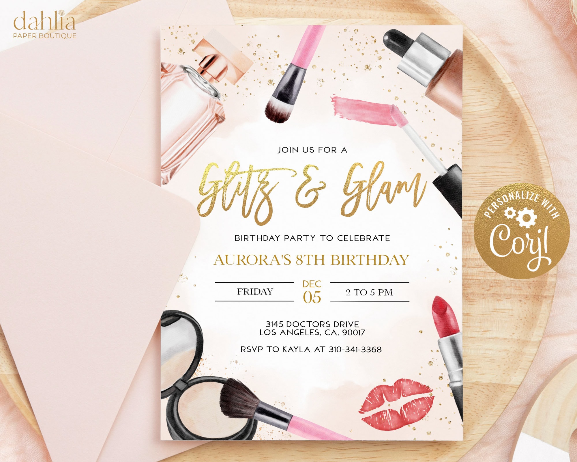 EDITABLE Glitz and Glam Party Invitation Spa Birthday Party Etsy Canada