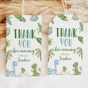 Obrigado por ter vindo etiqueta de presente, etiqueta EDITÁVEL para lembrancinha de festa de chá de bebê de dinossauro, modelo de aniversário Boho Dino, etiqueta de aniversário para impressão, BS227