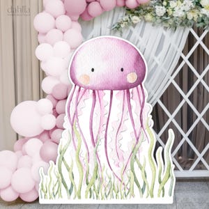 Under The Sea Big Decor Cutout, Jellyfish Cutout, Ocean Themed Birthday Party, Sea Animals Prop Decor, Instant Download Printable File KP095