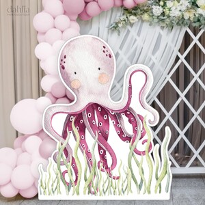Under The Sea Big Decor Cutout, Octopus Cutout, Ocean Themed Birthday Party, Sea Animals Prop Decor, Instant Download, Printable File KP095
