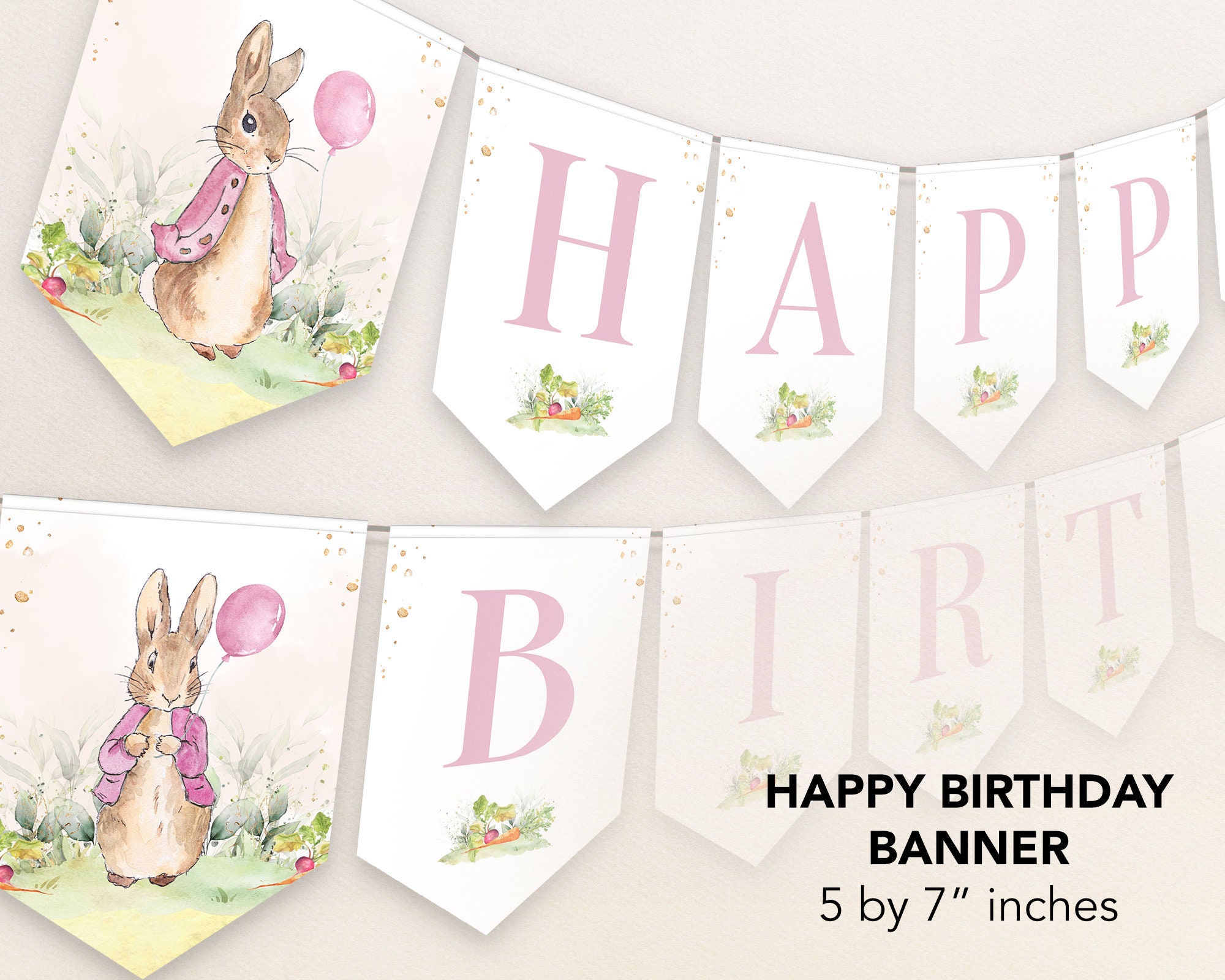 EDITABLE Peter Rabbit Happy Birthday Banner Flopsy Bunny Etsy Australia