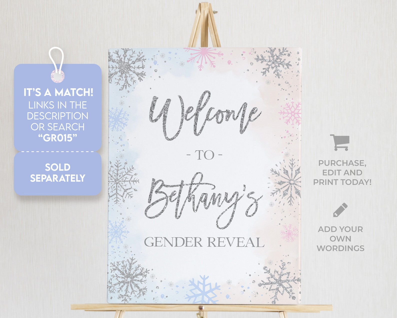 Winter Gender Reveal Invitation Snowflake Gender Reveal Party Etsy