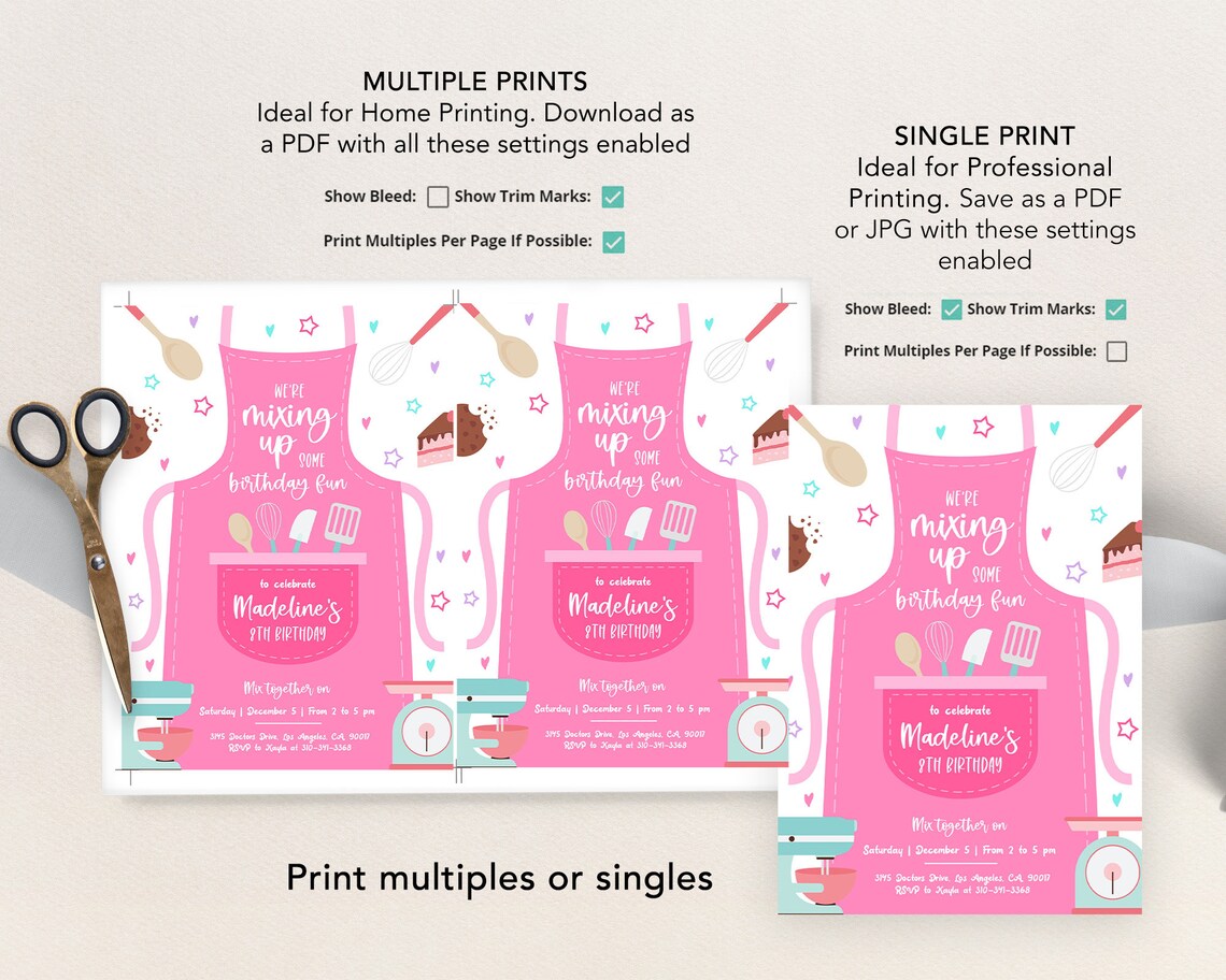 EDITABLE Baking Birthday Invitation Kitchen Party Invite Etsy