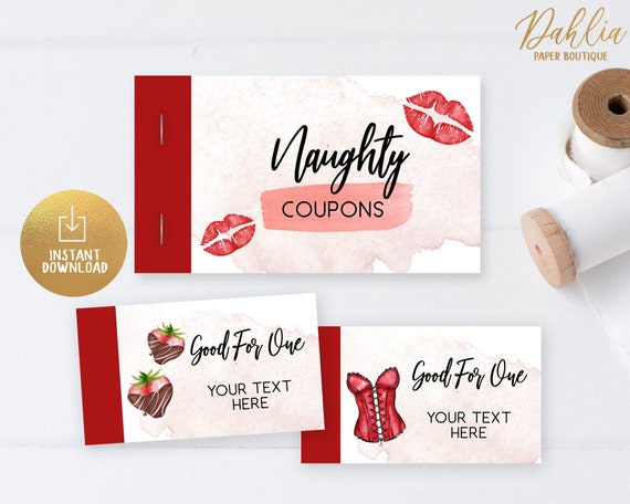 Editable Naughty Coupon Book Template for Him or Her, Love Coupon, Gifts Couple Anniversary Valentines Birthday, Instant Download, Corjl Il_570xn