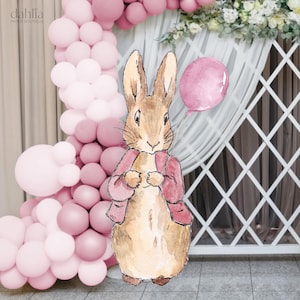 Peter Rabbit Grande Decorazione Ritagliata, Compleanno Coniglietto Rosa, Festa Rustica Coniglietto Flopsy, Accessorio Coniglietto Ragazza Rosa, Download Istantaneo, File Stampabile, KP059