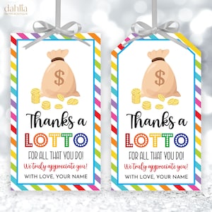 Bearbeitbare Lotto-Favor-Tags, Wertschätzungswochen-Geschenkanhänger, Mitarbeiter-Lehrer-Kollege, Lotterielos-Geschenkanhänger, druckbarer Download