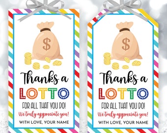 Editable Lotto Favor Tags, Appreciation Week Gift Tag Template, Employee Staff Teacher Coworker, Lottery Ticket Gift Tag, Printable Download