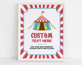 Carnival Birthday Custom Text Sign, EDITABLE Circus Party Decor, Kid Birthday Banner, Outdoor Celebration, Fun Rides, Instant Download KP120