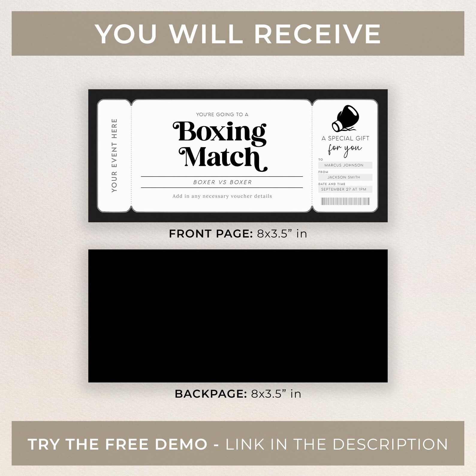 Boxing Match Gift Voucher, Editable Boxing Gym Membership Certificate ...