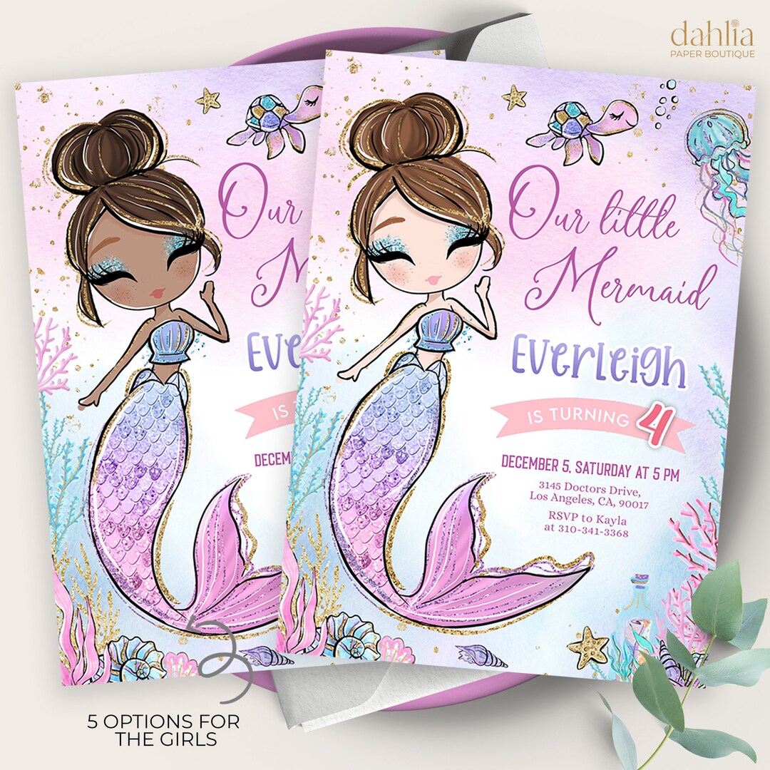 Mermaid Birthday Invitation, EDITABLE Mermaid Birthday Invitation ...