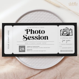 Photo Session Gift Voucher, Editable Photography Gift Card Printable, Photography Gift Certificate, Photography Coupon Template Any Occasion