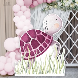 Under The Sea Big Decor Cutout, Turtle Cutout, Ocean Themed Birthday Party, Sea Animals Prop Decor, Instant Download, Printable File KP095