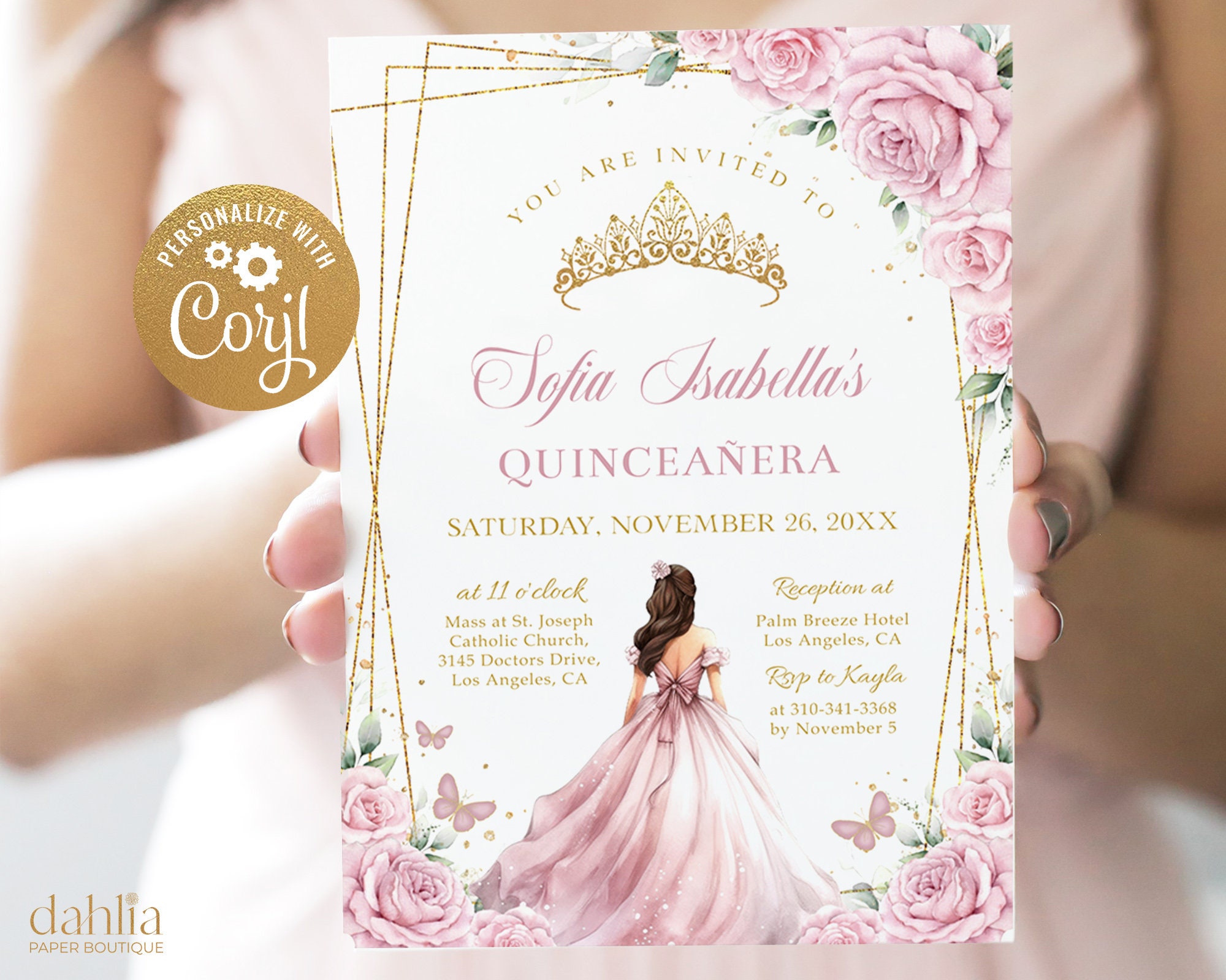 Pink and Gold Quince Dress - Etsy