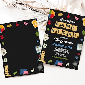 Game Night Invitation, EDITABLE House Party Invite, Board Games ...