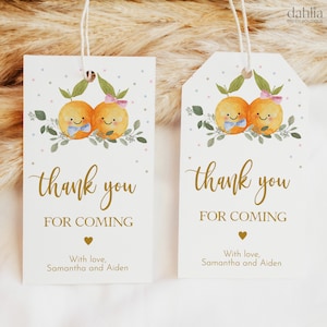 Grazie per essere venuto Etichetta regalo, Rivelazione del genere di Little Cutie, Etichetta modificabile per bomboniere di Clementine Orange, Lui o lei Orange Baby Shower, GR030