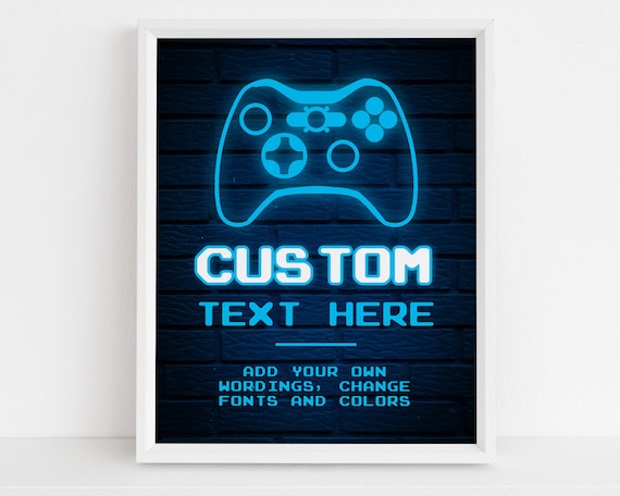 Video Game Birthday Custom Text Sign, EDITABLE Gamer Party Decor, Blue Glow Neon Template, Gaming Birthday Banner, Instant Download KP070 Il_570xn