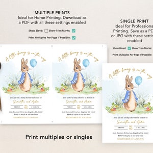 Peter Rabbit Baby Shower Bundle EDITABLE Rustic Bunny - Etsy