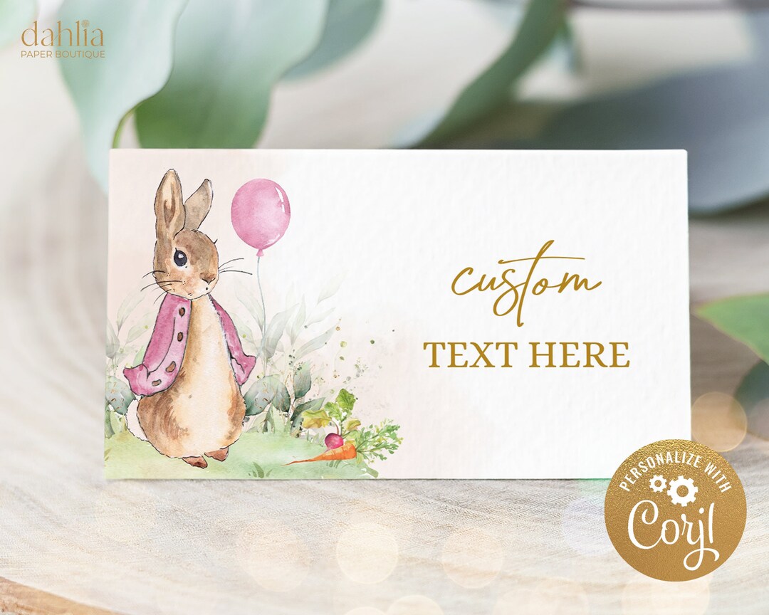Peter Rabbit Food Labels Template, Flopsy Bunny Place Card, Pink Girl ...