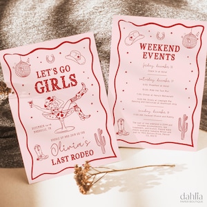 Last Rodeo Bachelorette Einladungsvorlage, Nashville Bachelorette Wochenende Einladungsvorlage, Disco Cowgirl Western Country, BC008