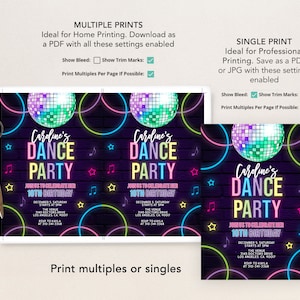 Kids Dance Party Invitation Editable Disco Birthday Invite - Etsy