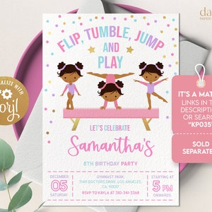 Gymnastics Chip Bag Label Template, Editable Chips Wrapper, Party Favor, Brown Skin, Girl Gymnasts Birthday Party, Instant Download, KP035 image 5