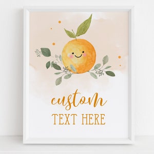 EDITABLE Custom Text Sign, Little Cutie Baby Shower, Clementine Baby Shower, Little Cutie Is on the Way, Orange, Own Text Wording, BS032