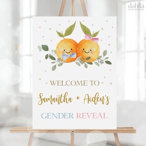 Little Cutie Gender Reveal Welcome Sign, Guess The Gender Banner, He Or She Template, Boy Or Girl, Clementine, Orange, Gender Neutral, GR030