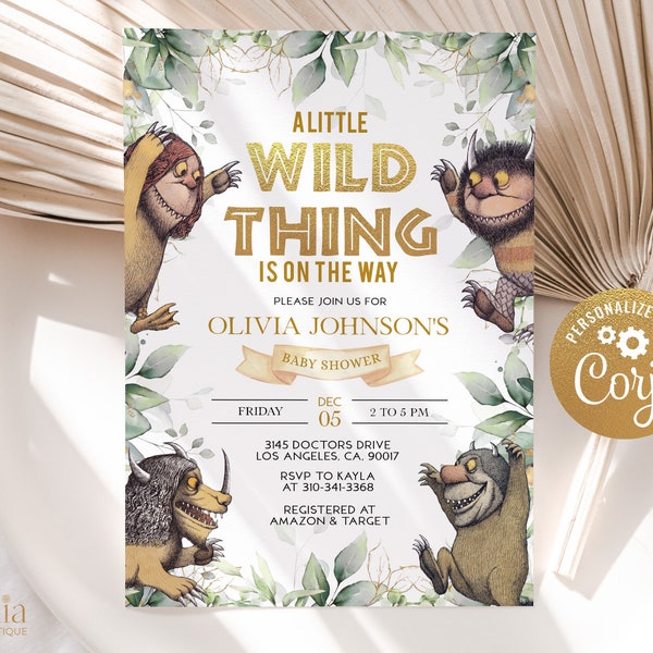 Where The Wild Things Are Baby Shower Invitation, EDITABLE Jungle Adventure Party Invite Template, Gender Neutral, Instant Download BS140