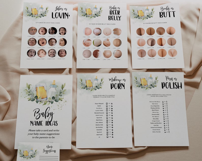 Baby Shower Games Bundle, Editable Baby Is Brewing Baby Shower Game Pack, Gender Neutral Simple Baby Shower Games, Trivia Template, BS083 image 2