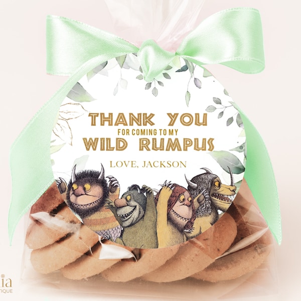 Where The Wild Things Are Birthday, Thank You For Coming Gift Tag, EDITABLE Jungle Party Favor Tag, Adventure, Round Gift Tag, Wild, KP099