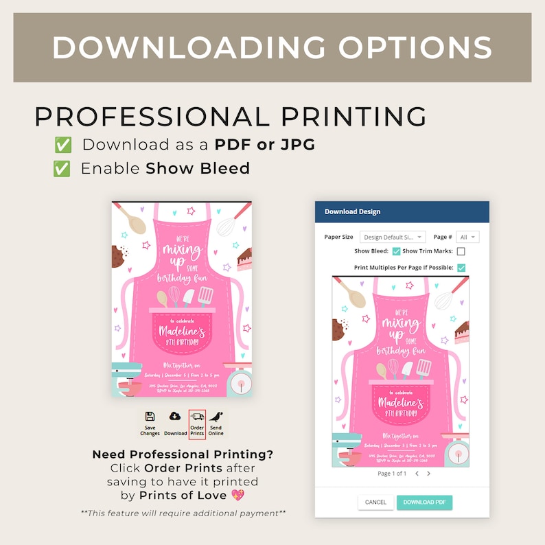 EDITABLE Baking Birthday Invitation, Kitchen Party Invite Template ...