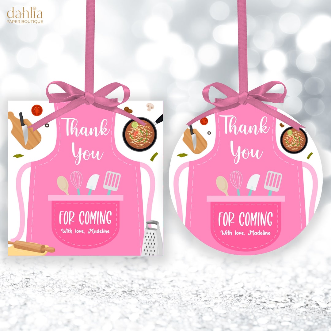 Cooking Thank You Gift Tag, EDITABLE Baking Birthday Label, Pink Little ...