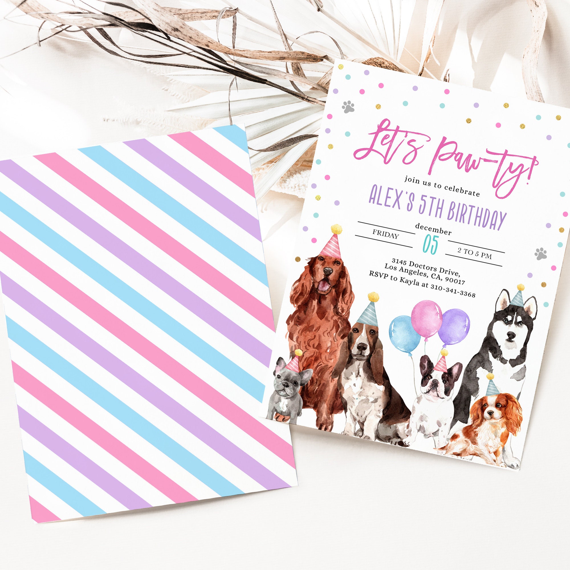 Dog Birthday Invitation, EDITABLE Puppy Party Invite Template, Let's ...