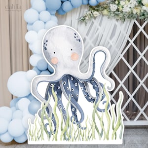 Under The Sea Big Decor Cutout, Octopus Cutout, Ocean Themed Birthday Party, Sea Animals Prop Decor, Instant Download, Printable File KP095