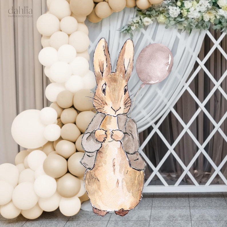 Peter Rabbit With Balloon Image Peter Rabbit Big Decor Cutout, Brown Bunny Birthday, Rustic Flopsy ...