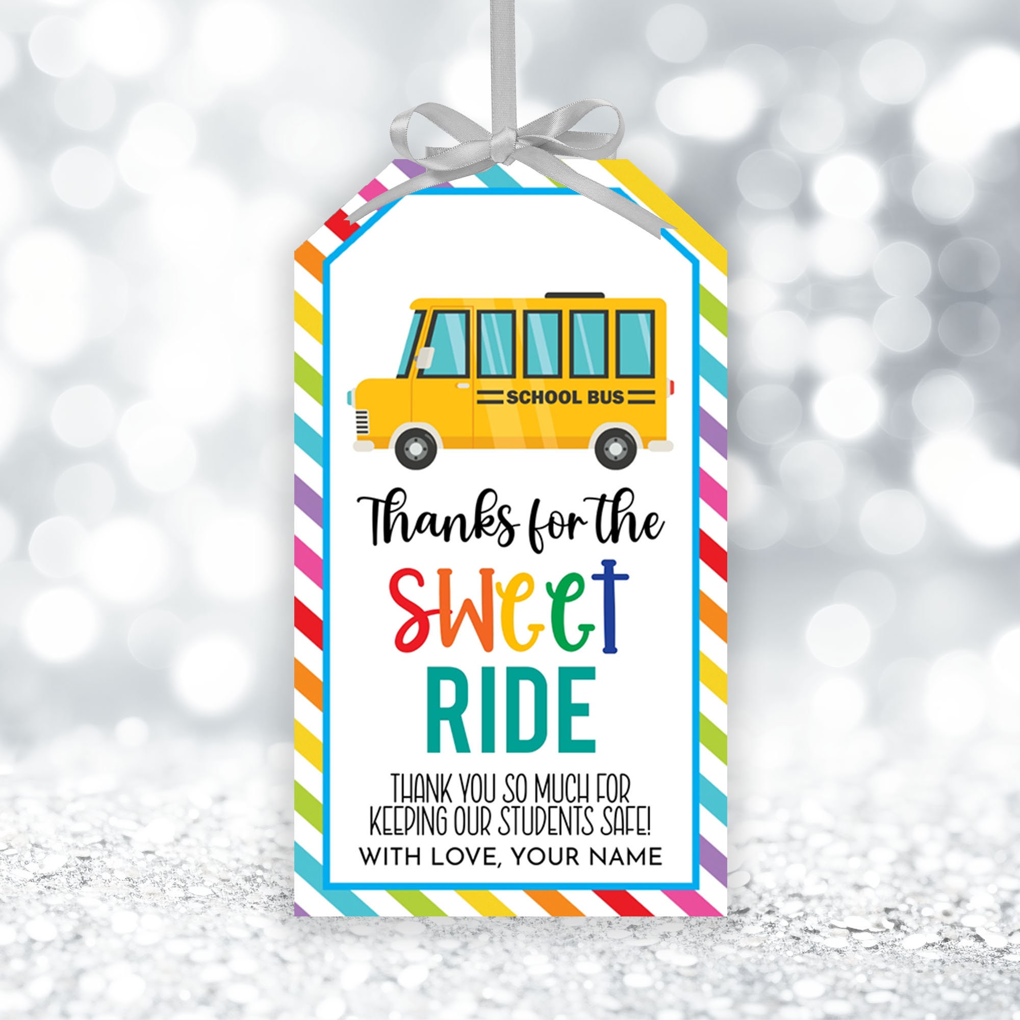 Favor Ride Editable School Bus Driver Favor Tags, Appreciation Week Gift Tag ...