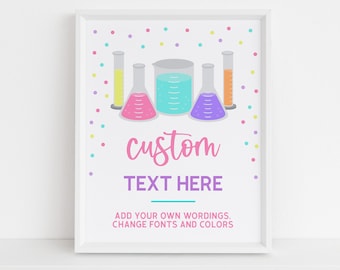 EDITABLE Mad Science Birthday Custom Text Sign, Girl Science Party Decor Template, Scientist Banner, Lab Experiment, Instant Download, KP051