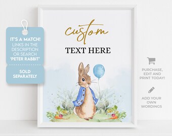 Personalised Peter Rabbit Birthday Bunting Banner – 1st Or 2nd Birthday Decoration