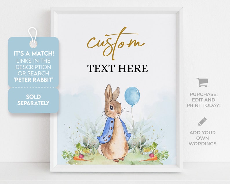 Peter Rabbit First Birthday Milestone Poster EDITABLE - Etsy