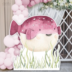 Under The Sea Big Decor Cutout, Pufferfish Cutout, Ocean Themed Birthday Party, Sea Animal Prop Decor, Instant Download Printable File KP095