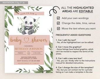 Panda baby shower invitations -  France