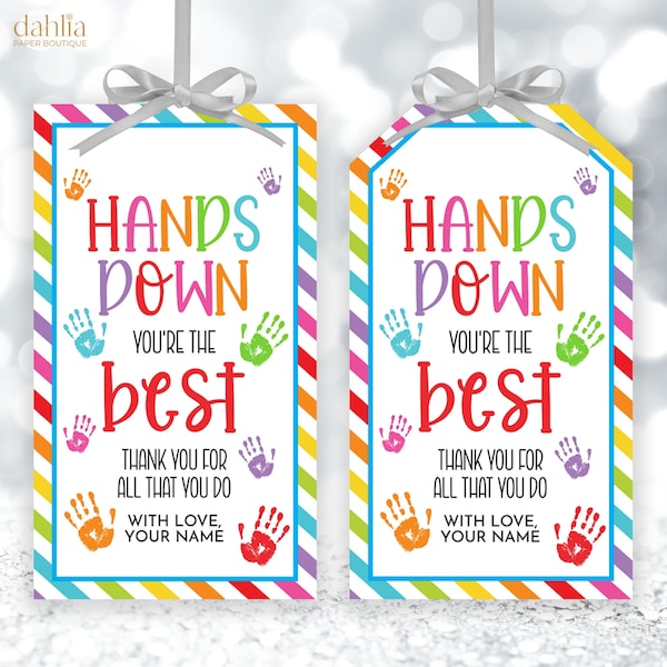 Hands Down You Are The Best Gift Tag, Editable Appreciation Week Gift Tag, Thank You Employee Staff Teacher Coworker Tag, Printable Download