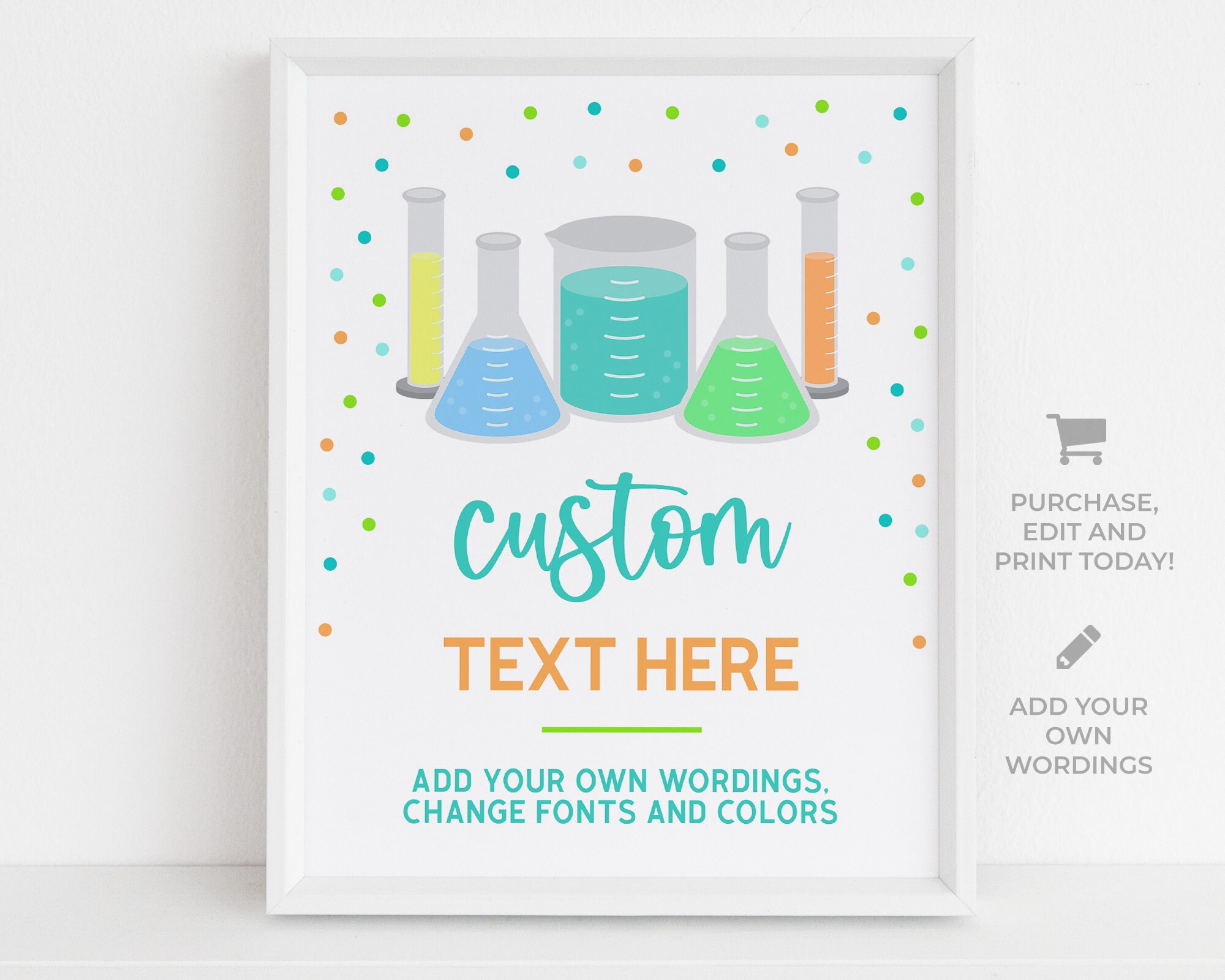 EDITABLE Mad Science Birthday Custom Text Sign, Blue Science Party ...